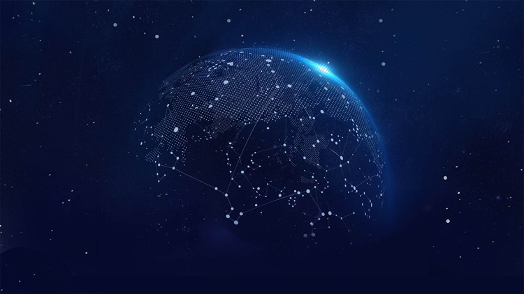 4張具有科技感的藍(lán)色點(diǎn)線(xiàn)星球PPT背景圖片推薦